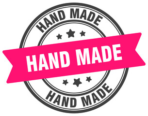 hand made stamp. hand made label on transparent background. round sign