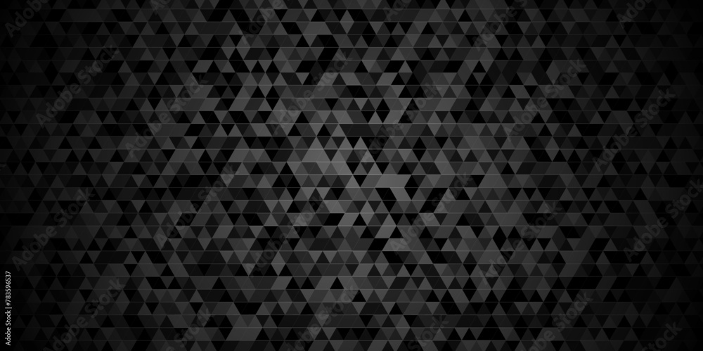 Wall mural Vector geometric seamless technology gray and black triangle background. Abstract digital grid light pattern dark black and gray Polygon Mosaic triangle Background, business and corporate background