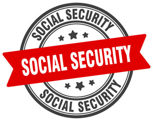 social security stamp. social security label on transparent background. round sign