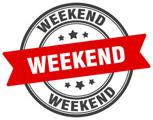 weekend stamp. weekend label on transparent background. round sign