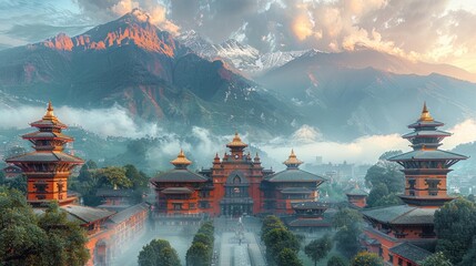Nepalese palaces in the mountains