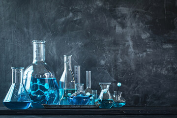 chemistry glassware and chemistry - obrazy, fototapety, plakaty