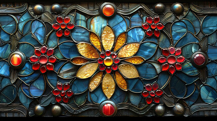 stained glass window, stained glass door pattern flower, glass art vintage antique mirror pattern, background