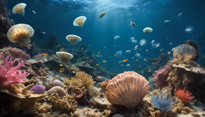 Obraz na płótnie Canvas Coral reef in the depths of the sea. Generative AI.