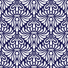 Vector Seamless Pattern with Fowers on Blue - 783598963