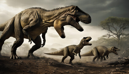 Great dinosaur. Dinosaur era. Menacing teeth. Generative AI.

 - obrazy, fototapety, plakaty