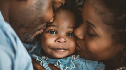 African american family with a little baby girl.