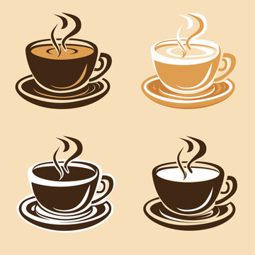 Coffee cup logo clipart flat vector illustration