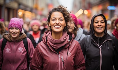 Group of Women Walking Down a Street