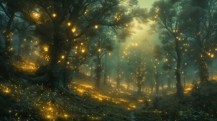 sunlight through Bioluminescent Flora and Alien Landscapes on a Distant Planet