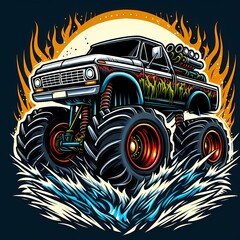 Obraz premium Action-packed monster truck illustration