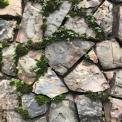 A textured stone wall with moss growing in --v 6.0** - Image #2 @BAN ME?