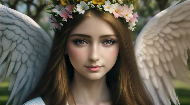 花の髪飾りの天使