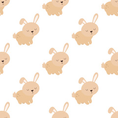 seamless pattern with cartoon rabbit