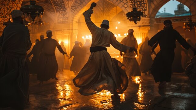 Sufi Whirling Dervishes Ritual Photo in Magical room 