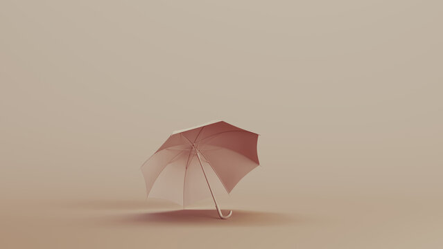 Umbrella rain protection weather sun parasol neutral backgrounds soft tones beige brown 3d illustration render digital rendering