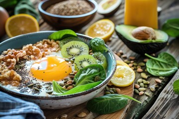 Close-up of a wholesome breakfast rich in Vitamin B