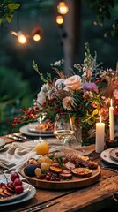 A romantic dinner setup with dishes prepared using ingredients high in Vitamin B6