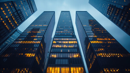 A photo of skyscrapers from a low angle - Powered by Adobe
