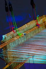 Cotton fibers on a local loom at Nan Province
