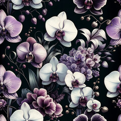 Orchid Flowers Elegance Vintage Flower Arrangement for Graphic Template and Background