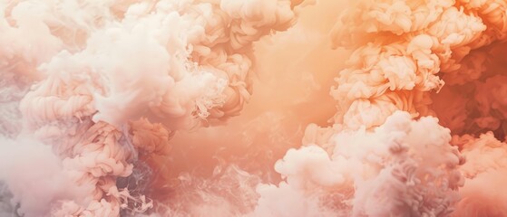 Fototapeta na wymiar Clouds of peach-colored smoke, providing a warm and inviting feel, ideal for home decor or lifestyle advertisements. 