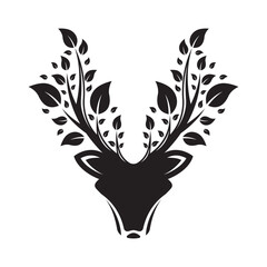 Fototapeta premium Deer And Tree Leaf Logo Design
