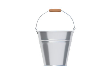 Metal bucket isolated on white background. Top view. 3d render