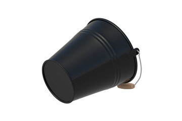 Black metal bucket isolated on white background. 3d render