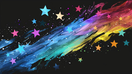 星と夜空をイメージしたカラフルなアブストラクト背景イラスト