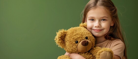 Little girl holding toy bear