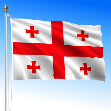 Georgia official national waving flag, european country, vector illustration