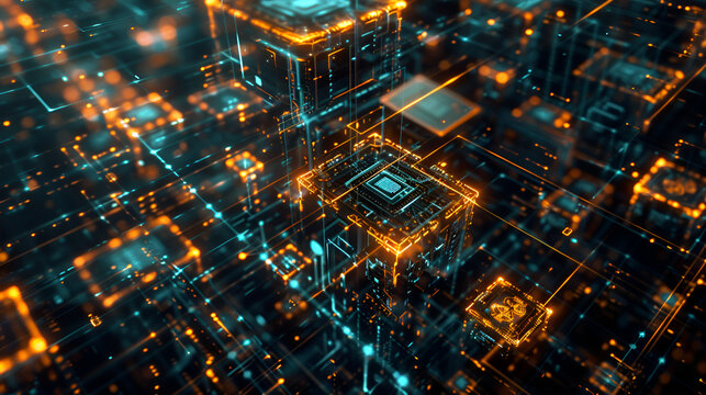 Close-up photo of night cityscape symbolizing fast network and connection technology,A city at night with a lot of tall buildings,3d rendering of futuristic city in neon light.