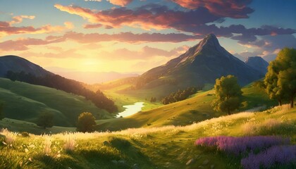 Fototapeta premium sunrise in the mountains