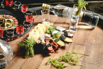 Assorted Foods on Wooden Table