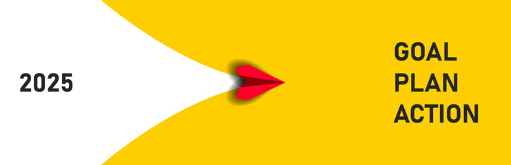 2025 NEW YEAR.
Red plane going towards target, plan, action.2025 annual plan idea concept.business creativity new idea discovery innovation technology.
