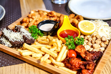 Delicious Plate of Food on Wooden Table