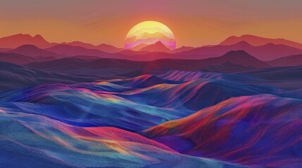 Psychedelic Desert Sunsets, A Journey Through Color and Silence