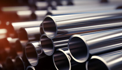 Close-up of silver metal tubes