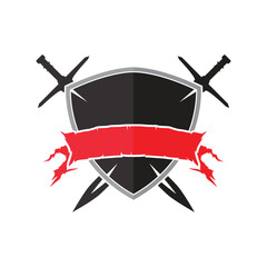 Blank shield shape logo template. Gaming blank badge logo