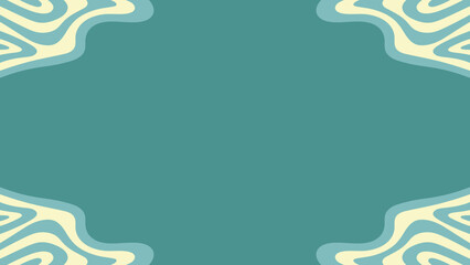 Green abstract background with waves frame in the corner. background illustration with curved lines


