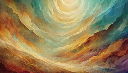 This abstract image depicts a warm-toned swirl resembling geological formations in an impressionistic style.. AI Generation - obrazy, fototapety, plakaty