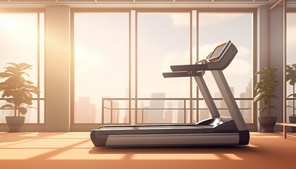 Treadmill in house with pastel wall colors