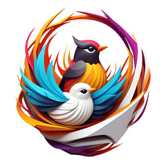 Bird Logo Design, bird nest geometry, 3d design