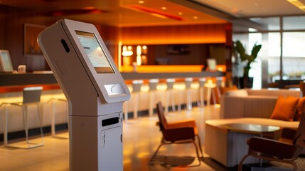 A state-of-the-art self-service kiosk for efficient check-in and room selection. - obrazy, fototapety, plakaty