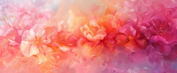 Coral mist dancing in a symphony of colors over a background of dusty rose and orchid.