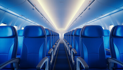 Blue seats on the plane
