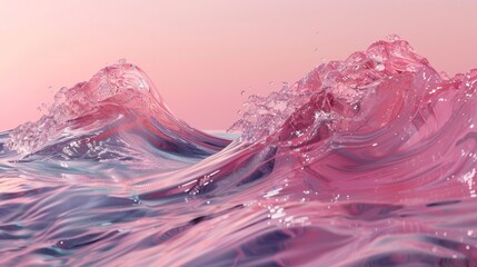 Otherworldly shapes buoyed by swirling currents of water set against a pink gradient   AI generated illustration - obrazy, fototapety, plakaty