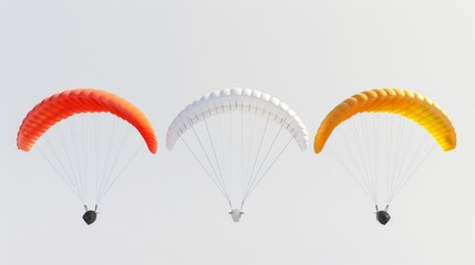 Paragliding parachutes and gliders floating 3d style isolated flying objects memphis style 3d render   AI generated illustration - obrazy, fototapety, plakaty