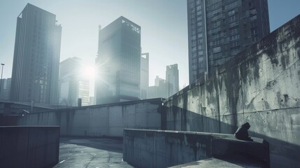 Parkour gear in a surreal city setting   AI generated illustration